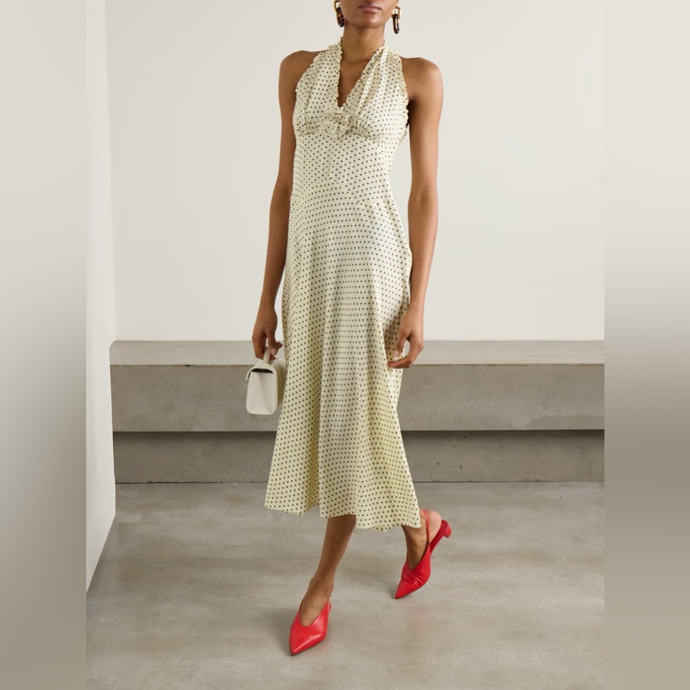 Doen Mazarin Polka Dot Cream Midi Dress
